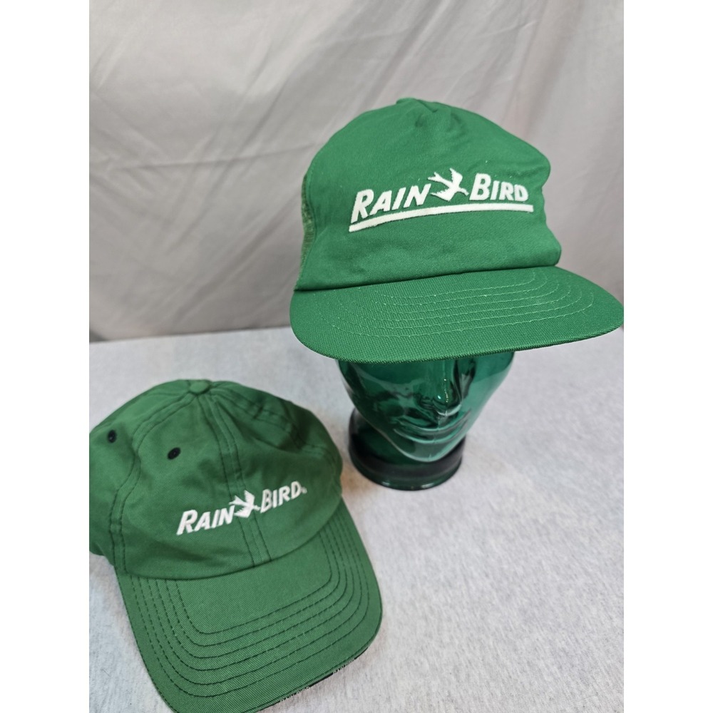 Vintage Rain Bird Snapback Trucker Hat Irrigation Sprinklers Green 2 Hats, 1 $